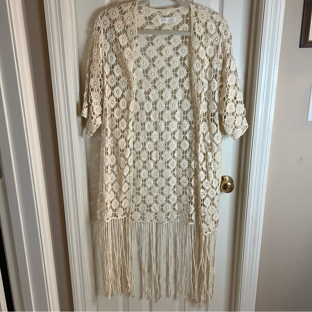 Rebellion Crochet Cream Cardigan Small
